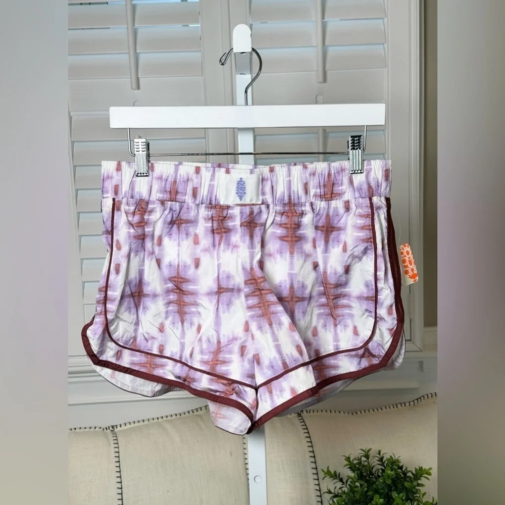 Free People FP Movement Printed Varsity Blues Short in Sand Storm Combo Size M